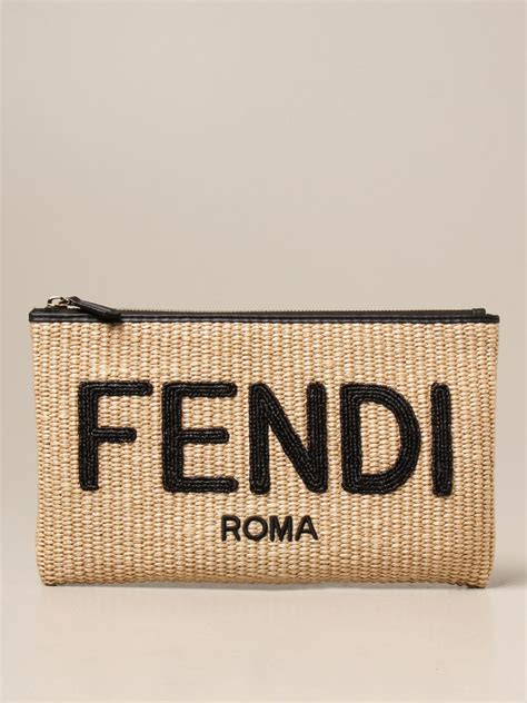 fendi straw clutch|fendi handbags.